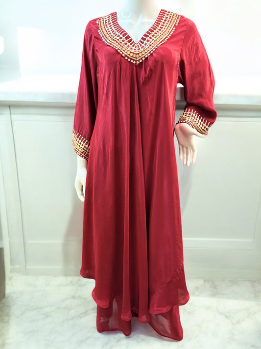 Maroon Flair Gown Plazzo