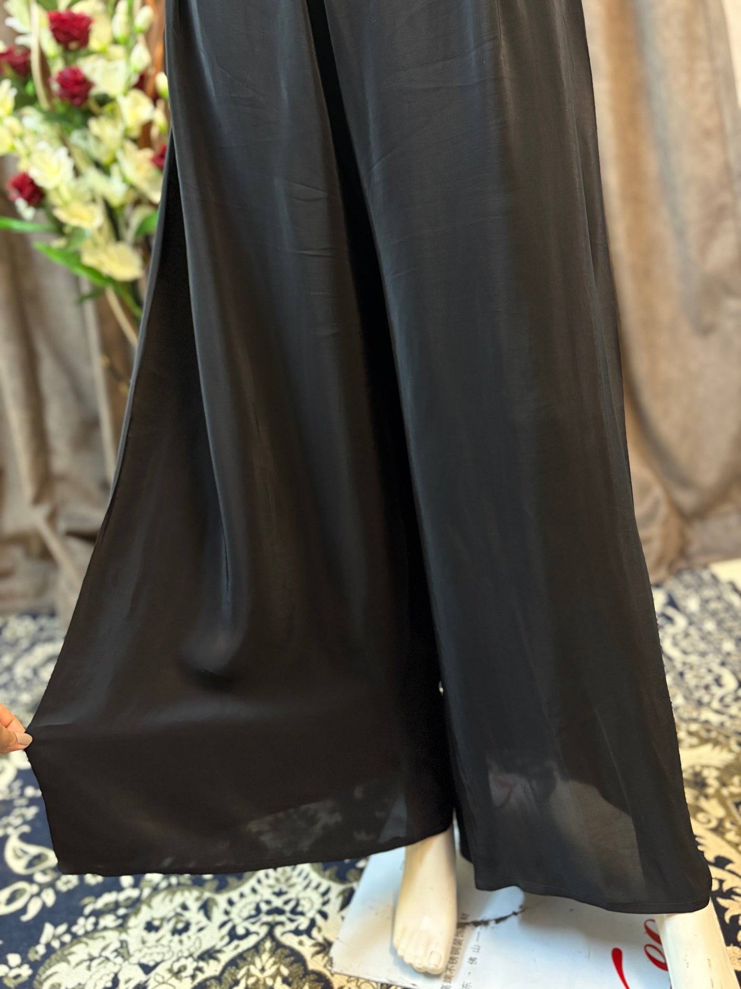 Black Flair Gown Plazzo