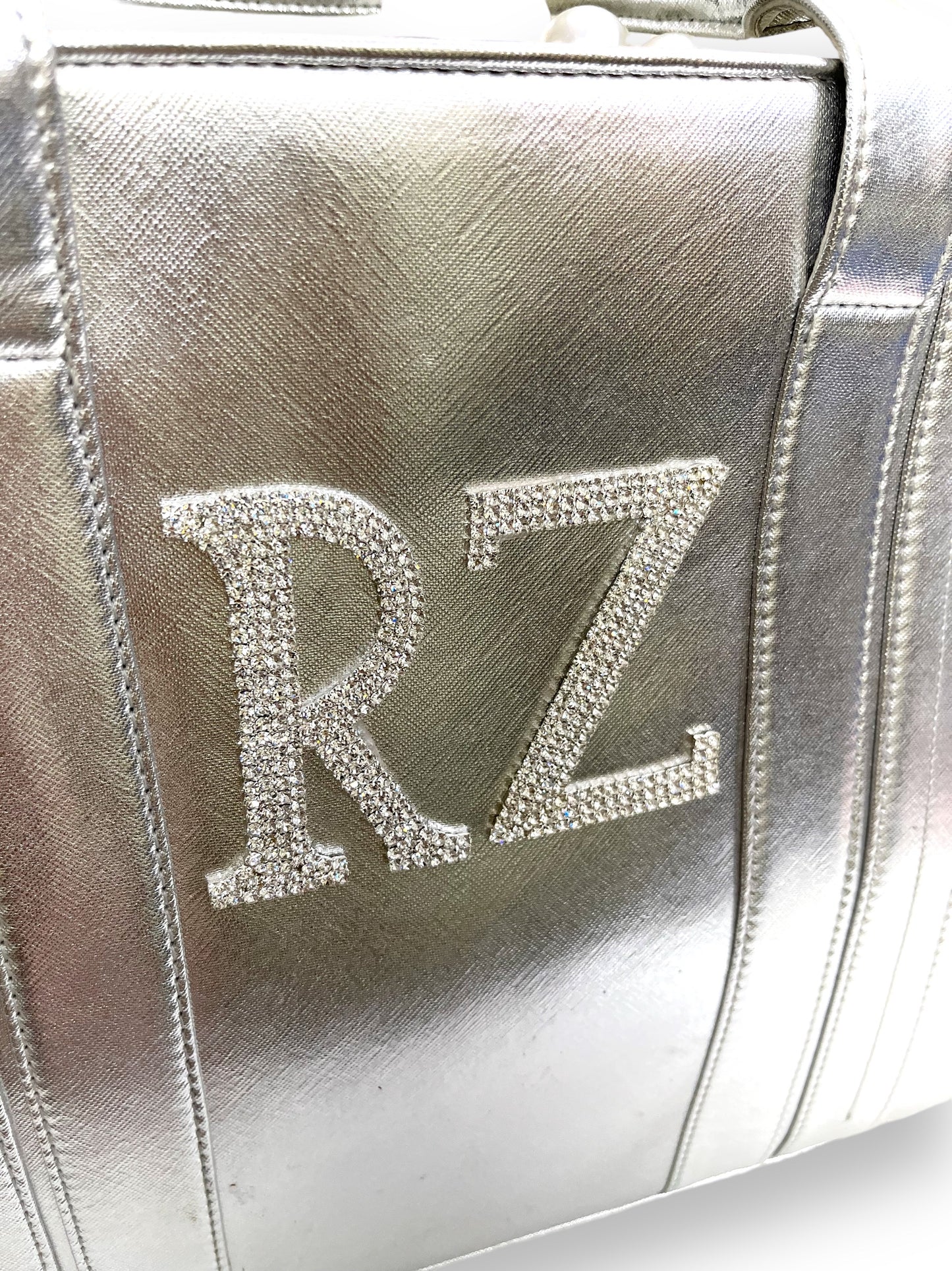 Silvery Leather Personalized Pearl Tote