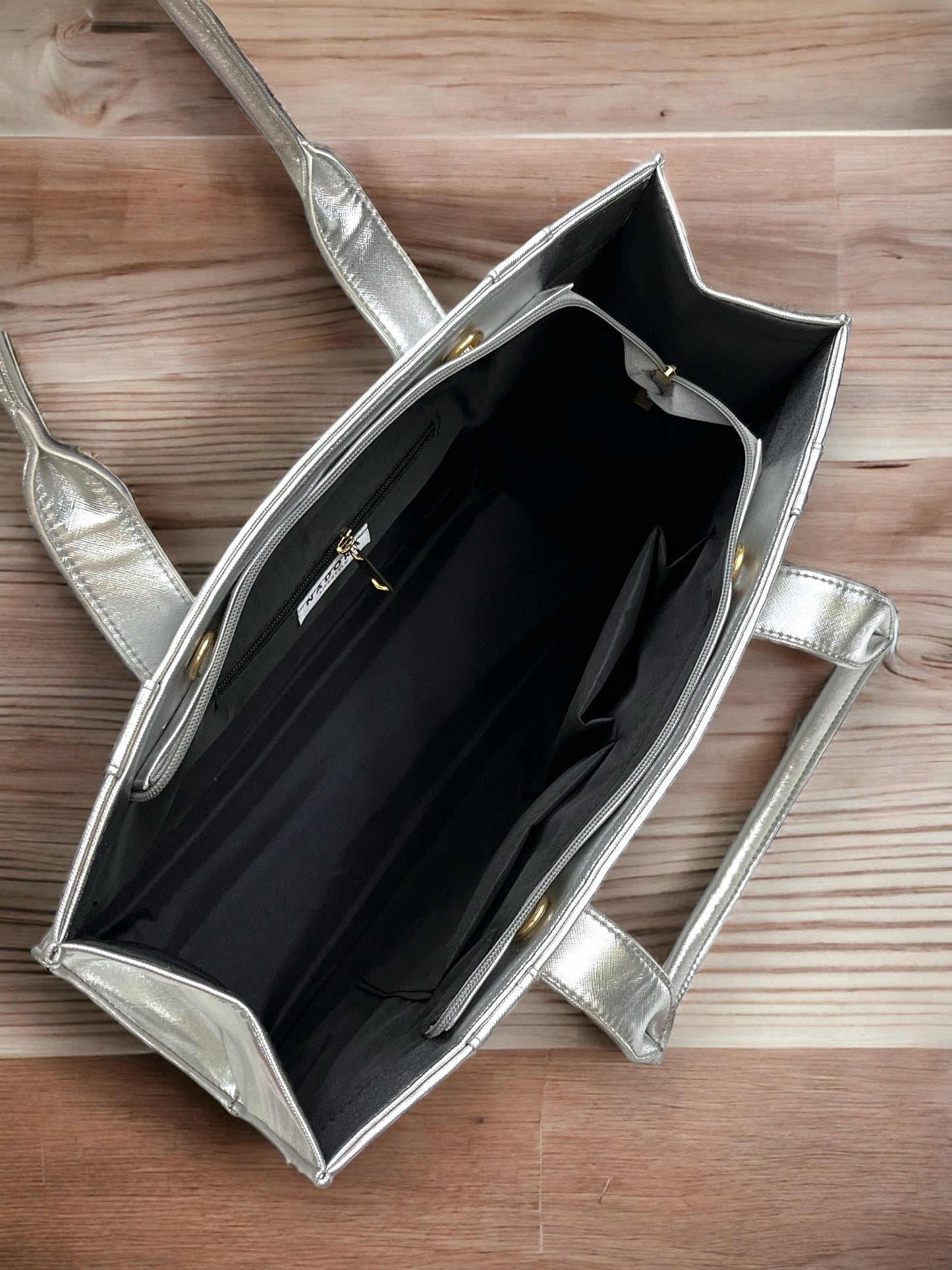 Silvery Leather Personalized Pearl Tote