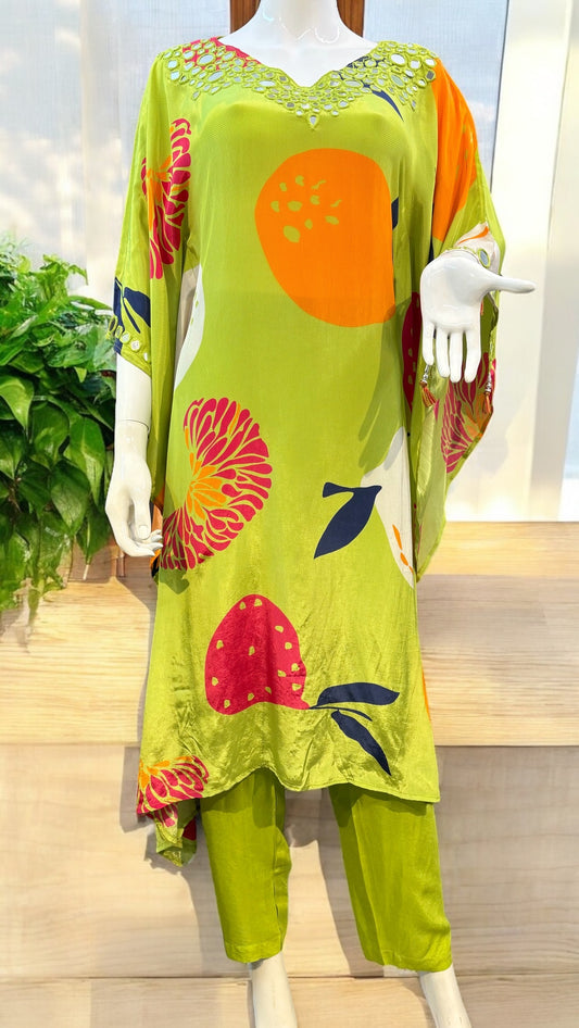 Mirror Crepe Green Kaftan