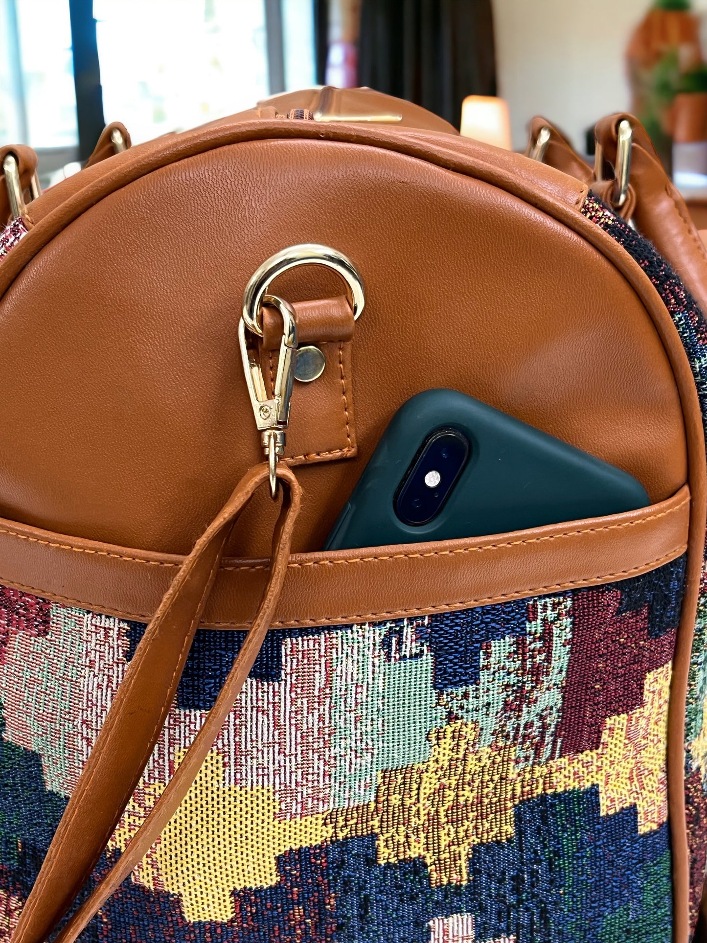 Multicolor Jacquard Duffel Bag