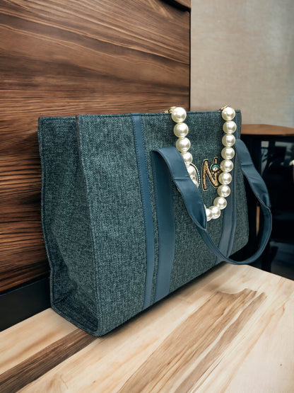 Peacock Canva Personalized Pearl Tote