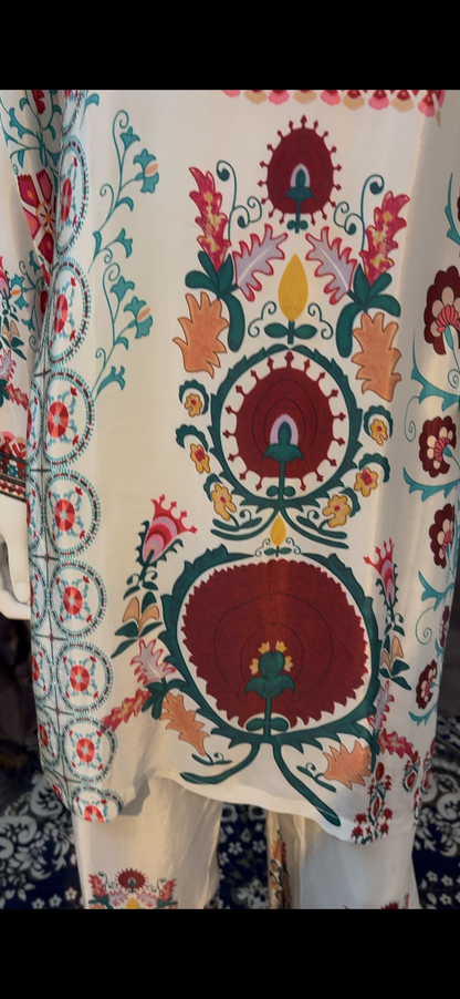White Printed Crepe Cord