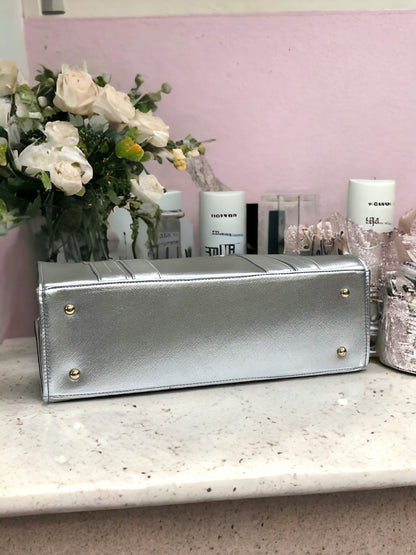 Silvery Leather Personalized Pearl Tote