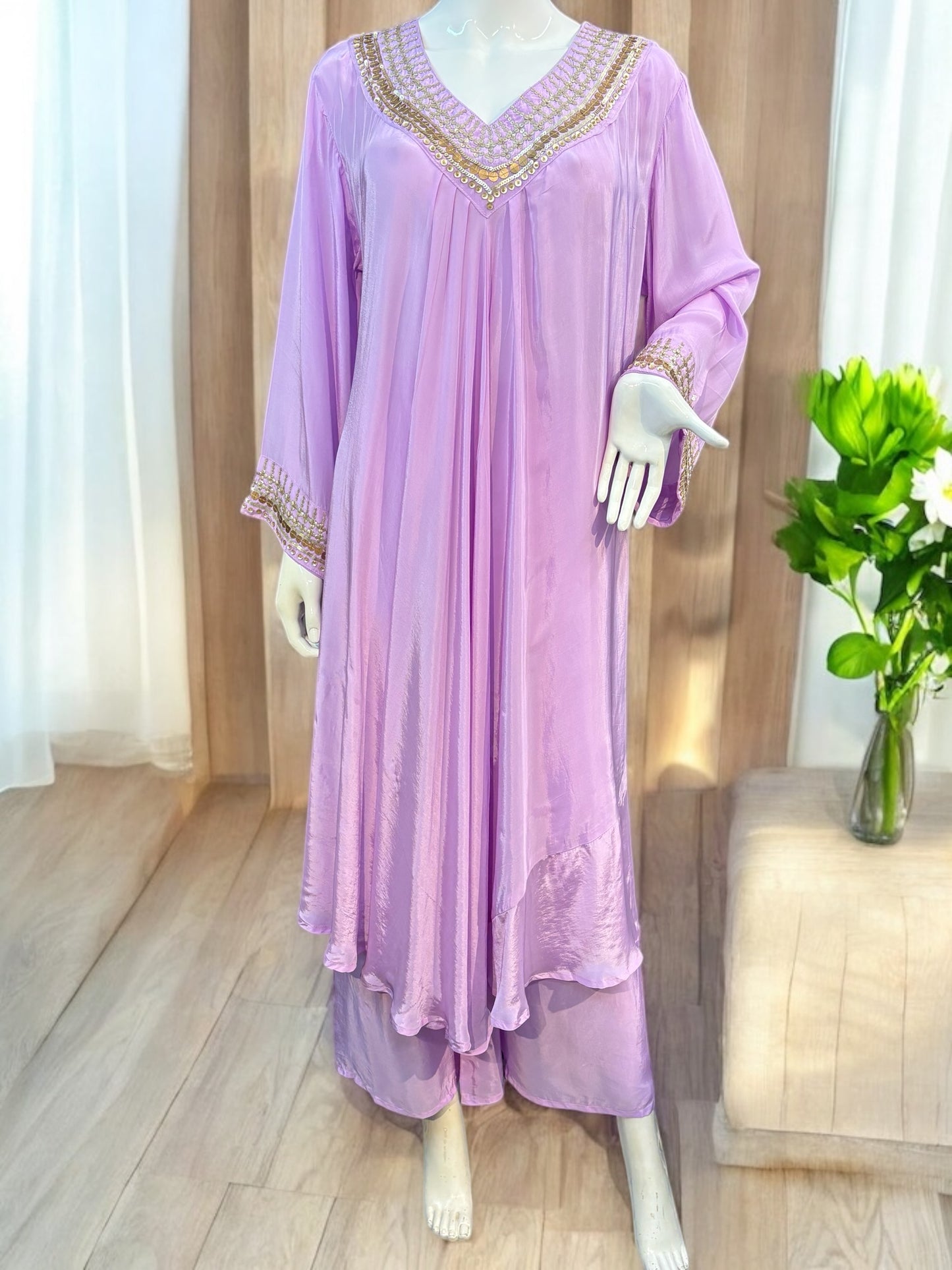 Lilac Gown Plazzo