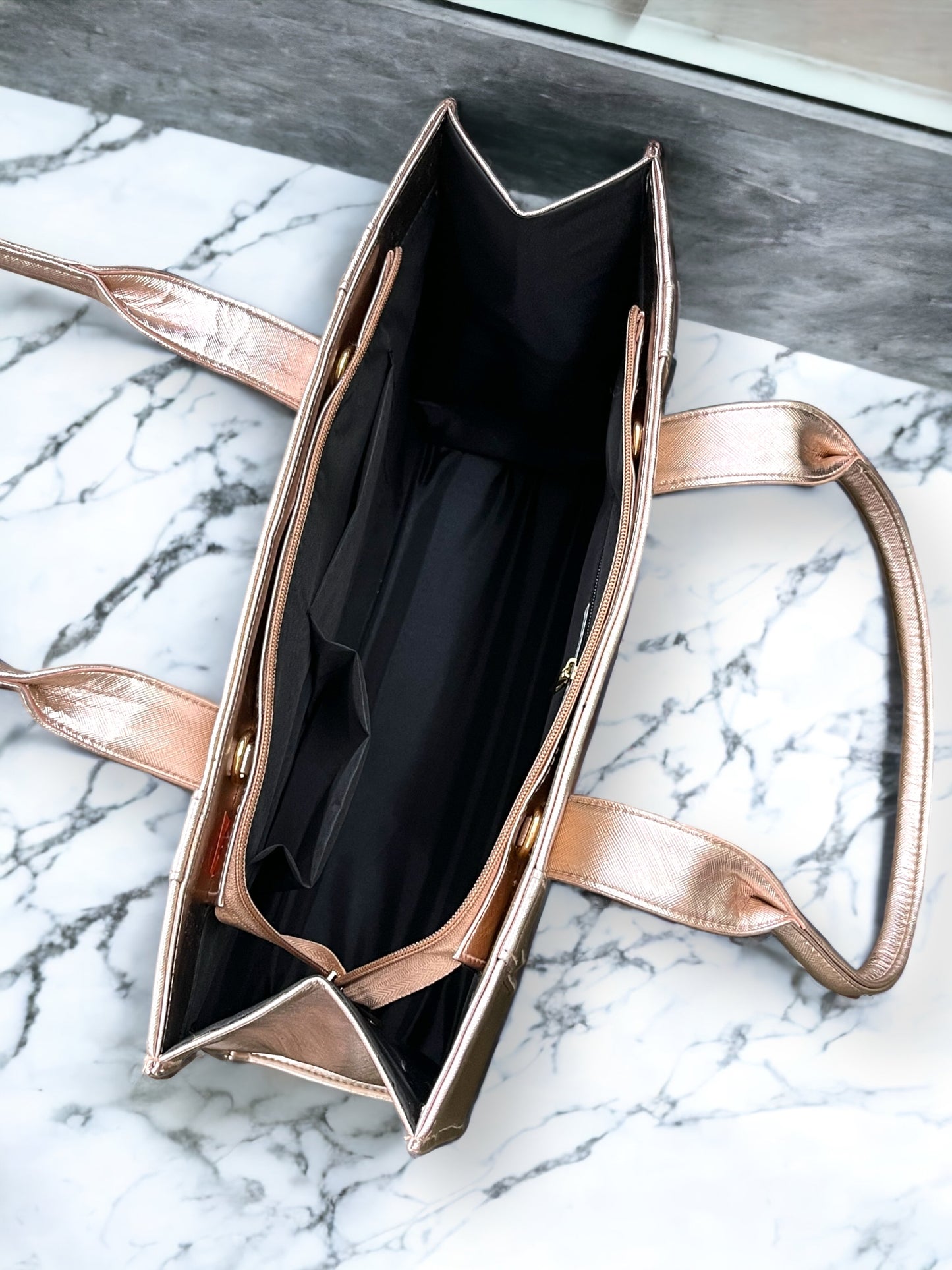 Rose Gold Leather Personalized Pearl Tote