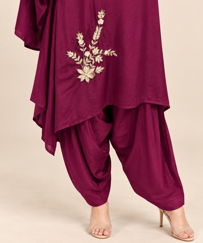 Code-151, Deep Wine Crepe Designer Farshi Cord