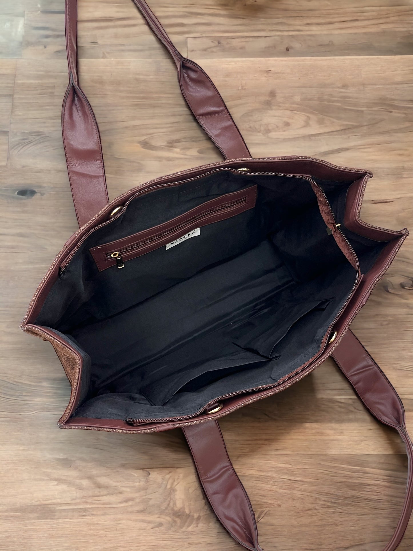 Brown Canva Personalized Pearl Tote