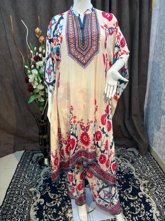 Printed High Neck Kaftan