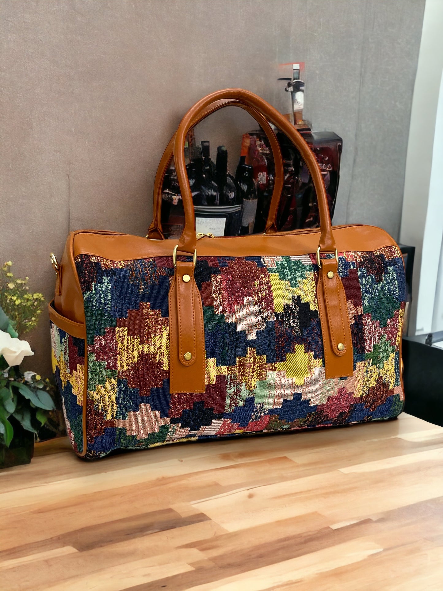 Multicolor Jacquard Duffel Bag