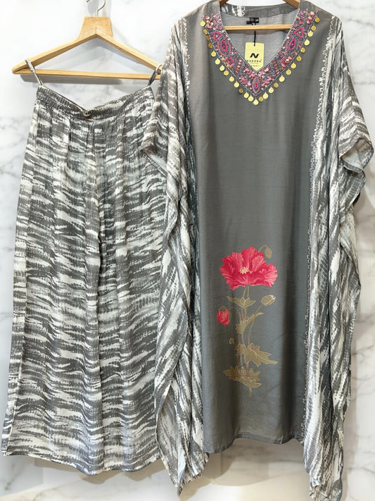 Grey Muslin Kaftan