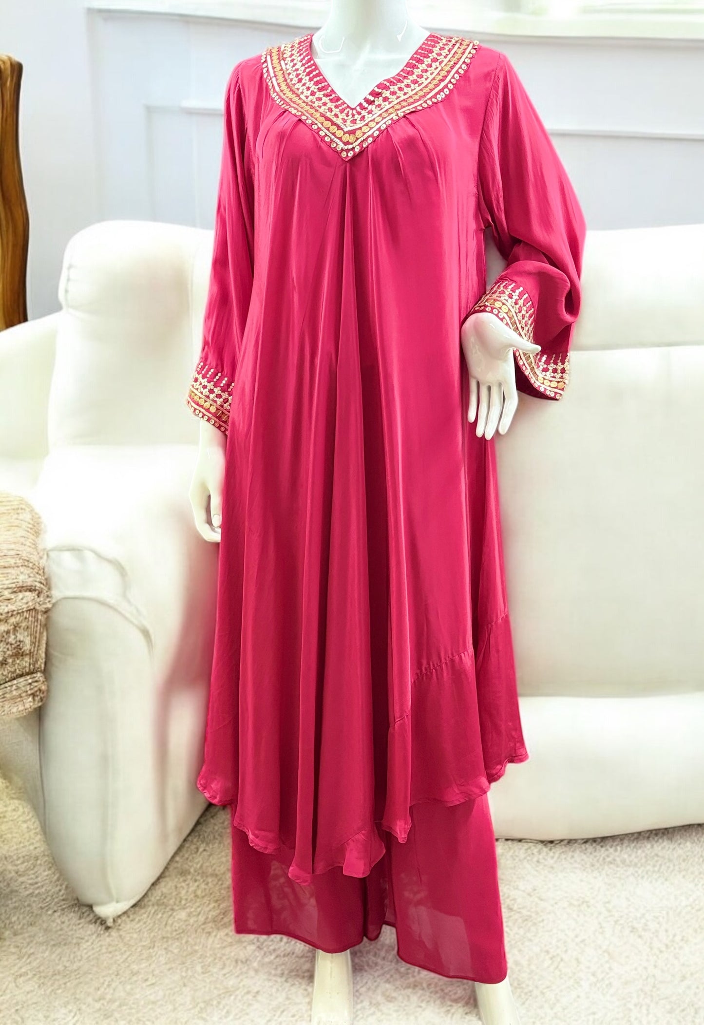 Pink Flair Gown Plazzo