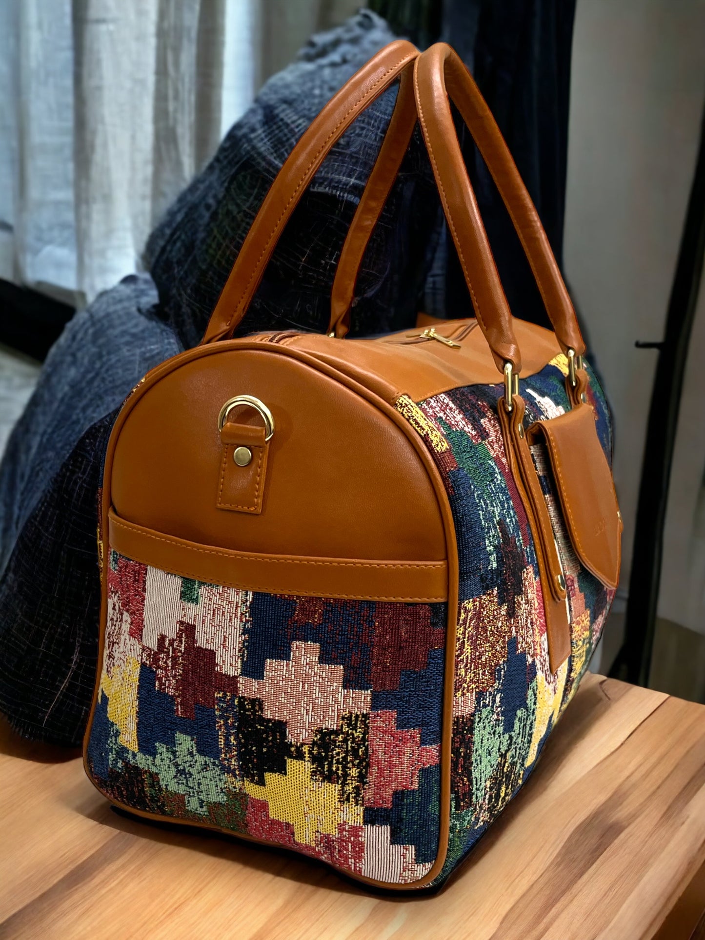 Multicolor Jacquard Duffel Bag