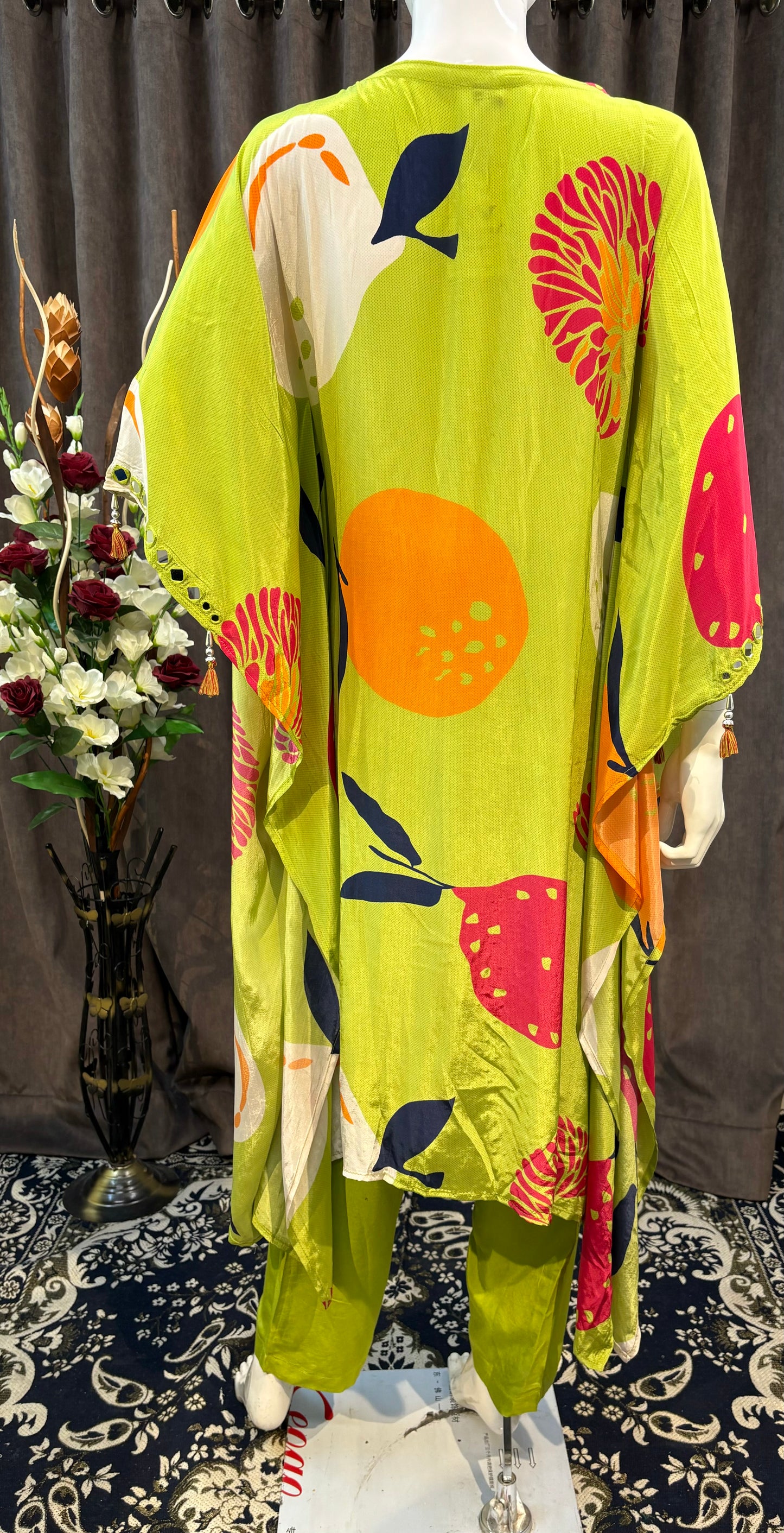 Mirror Crepe Green Kaftan