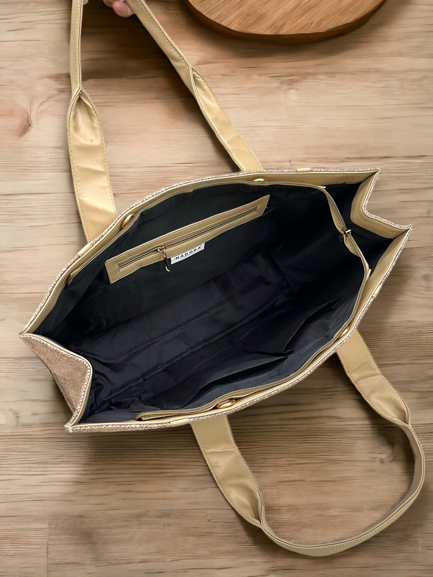Beige Canva Personalized Pearl Tote
