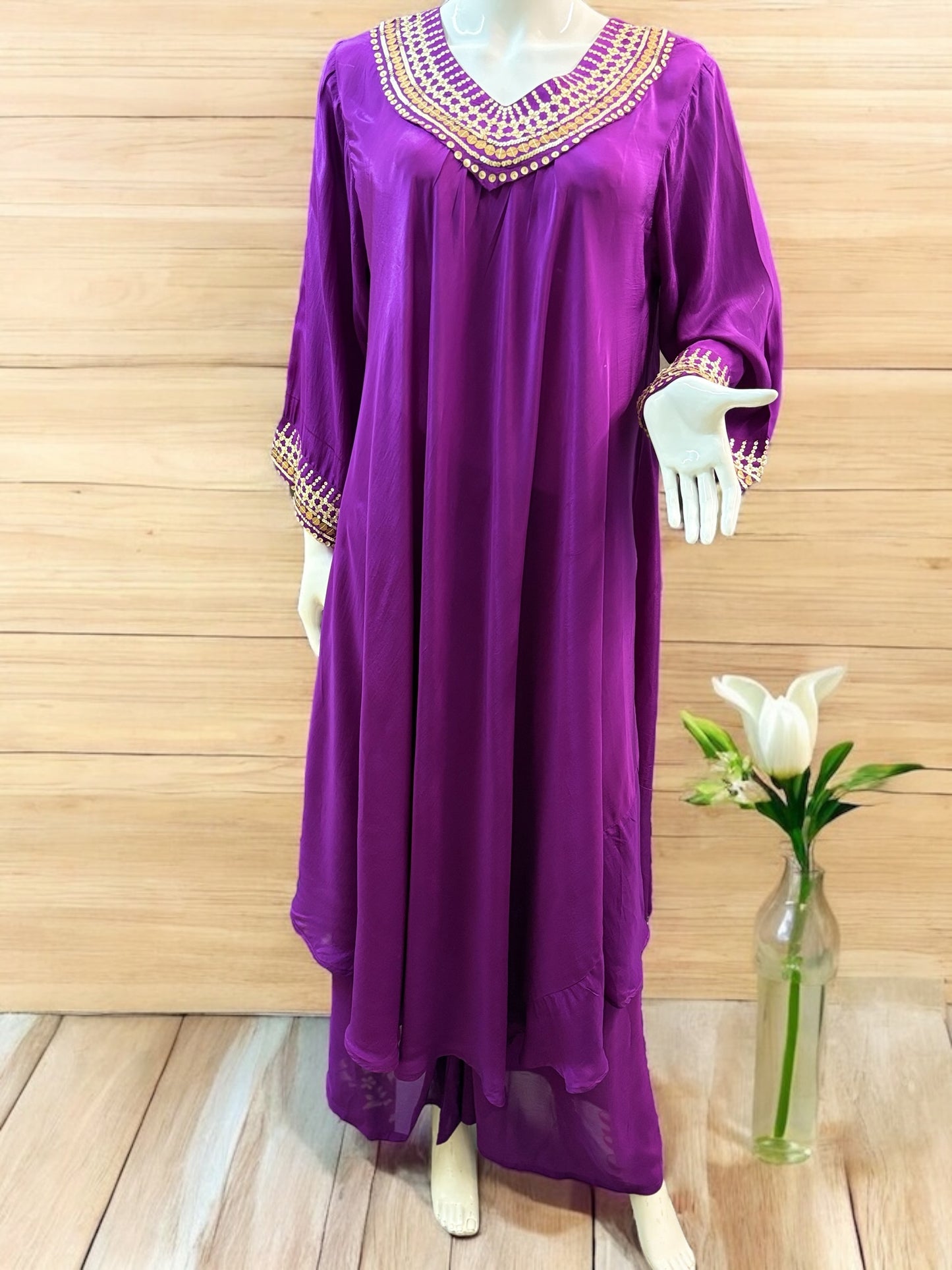 Purple Flair Gown Plazzo