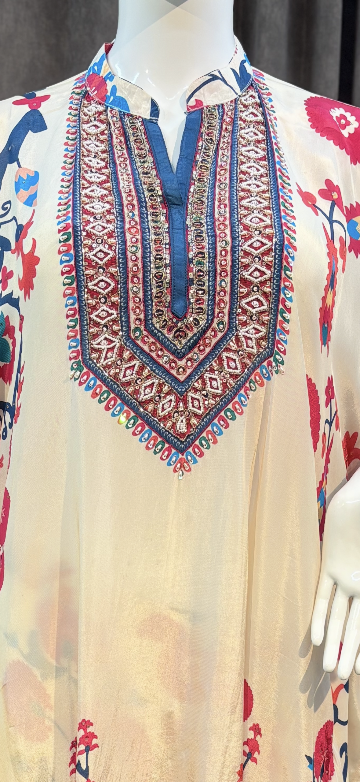 Printed High Neck Kaftan