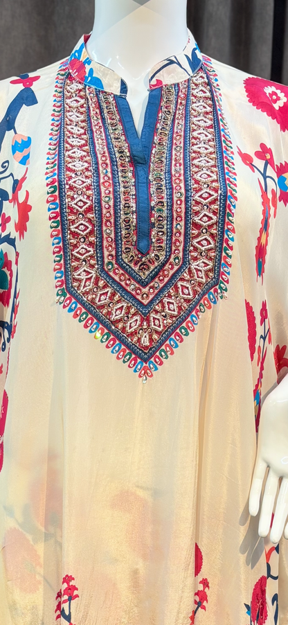 Printed High Neck Kaftan