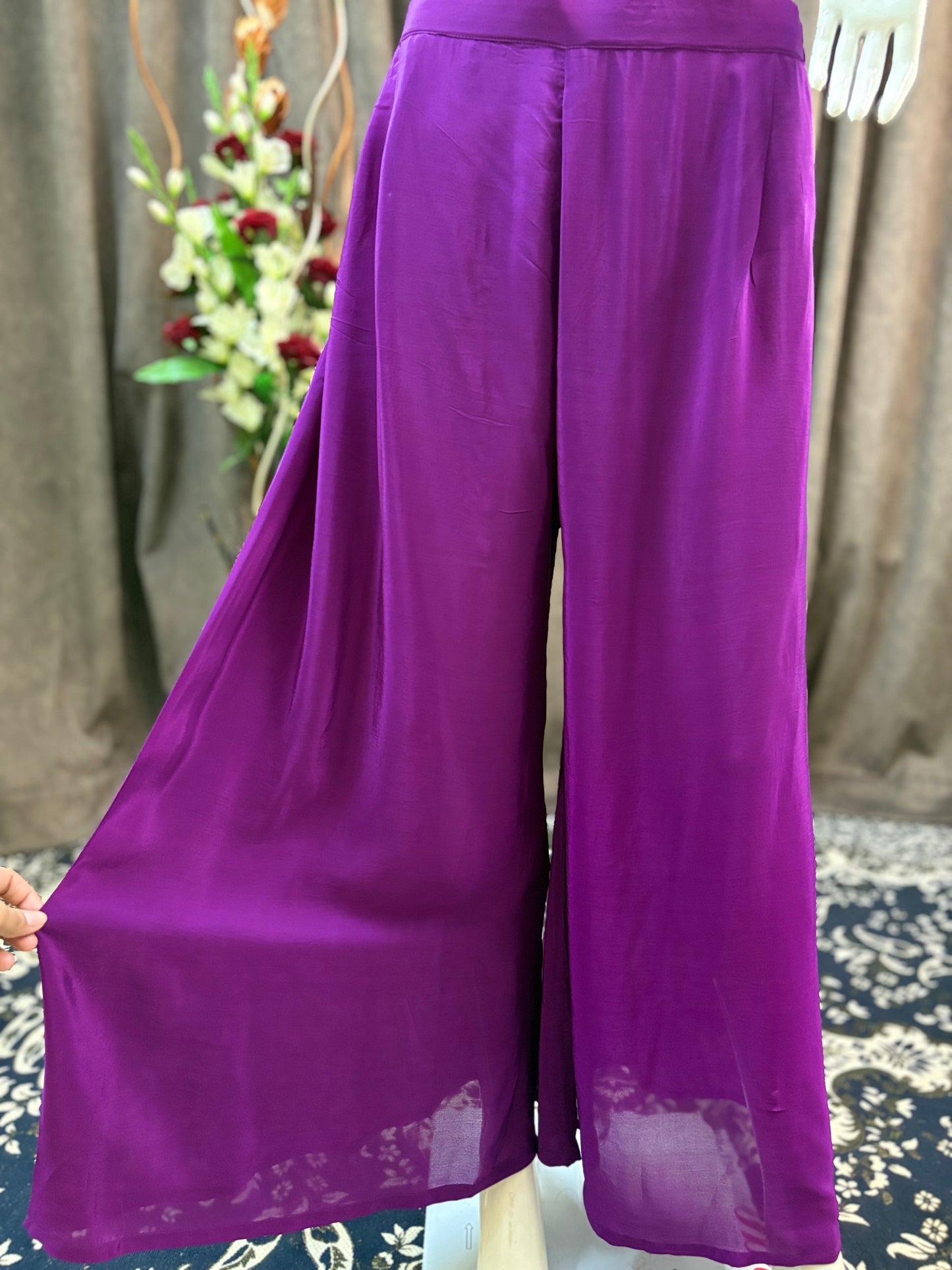 Purple Flair Gown Plazzo