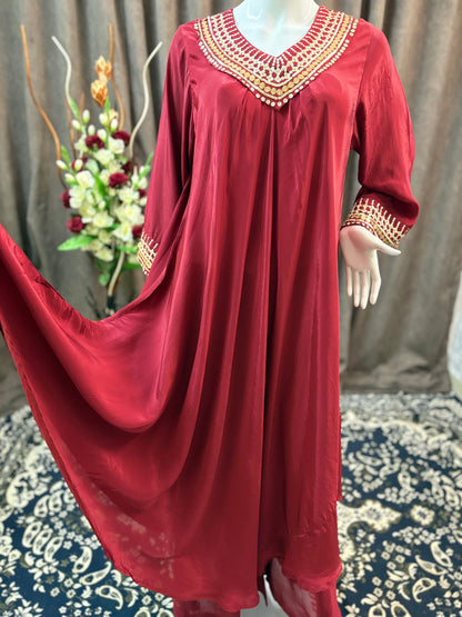 Maroon Flair Gown Plazzo