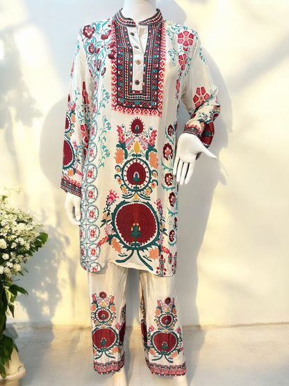 White Printed Crepe Cord
