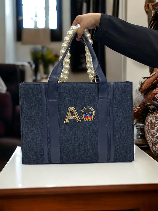 Royal Canva Personalized Pearl Tote