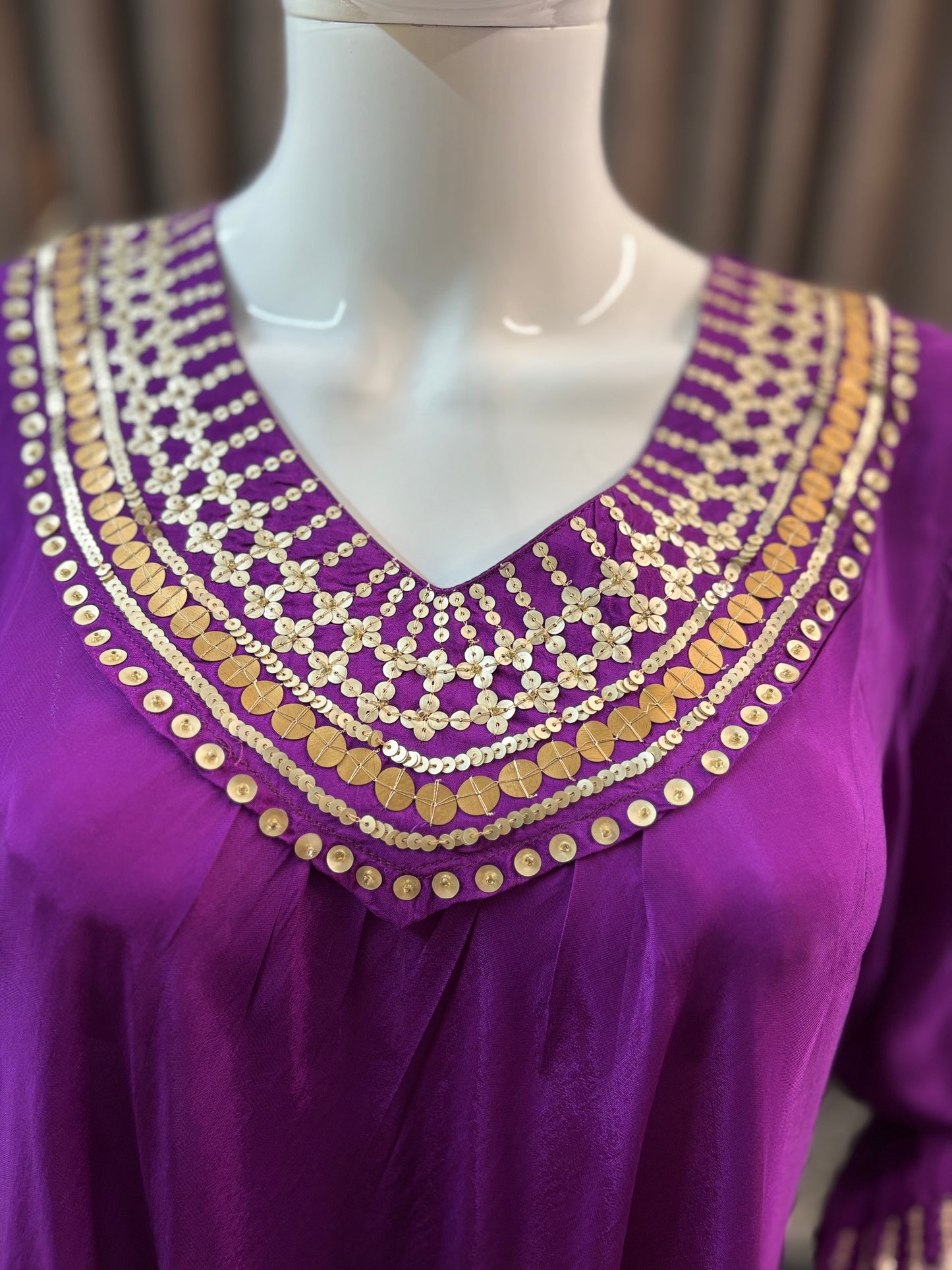 Purple Flair Gown Plazzo