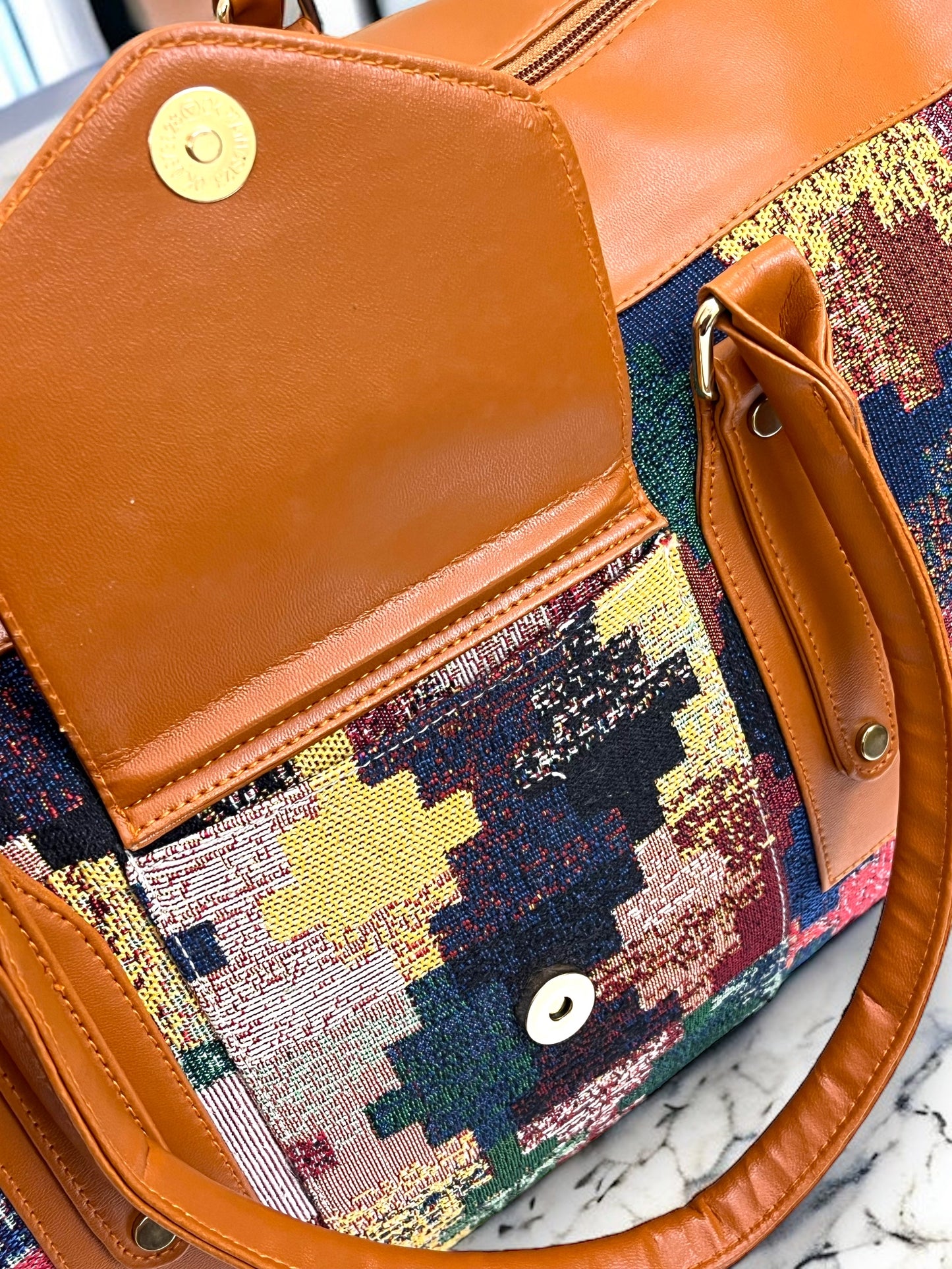 Multicolor Jacquard Duffel Bag