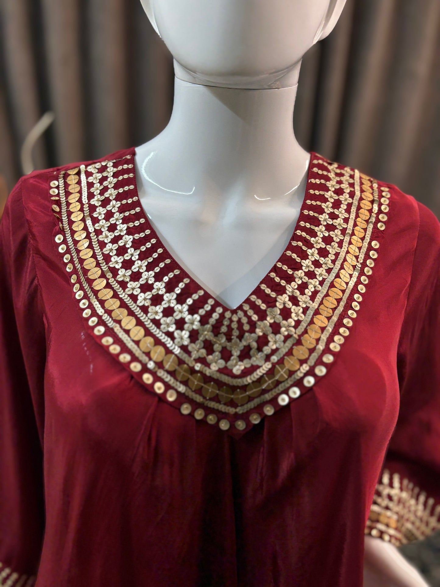 Maroon Flair Gown Plazzo