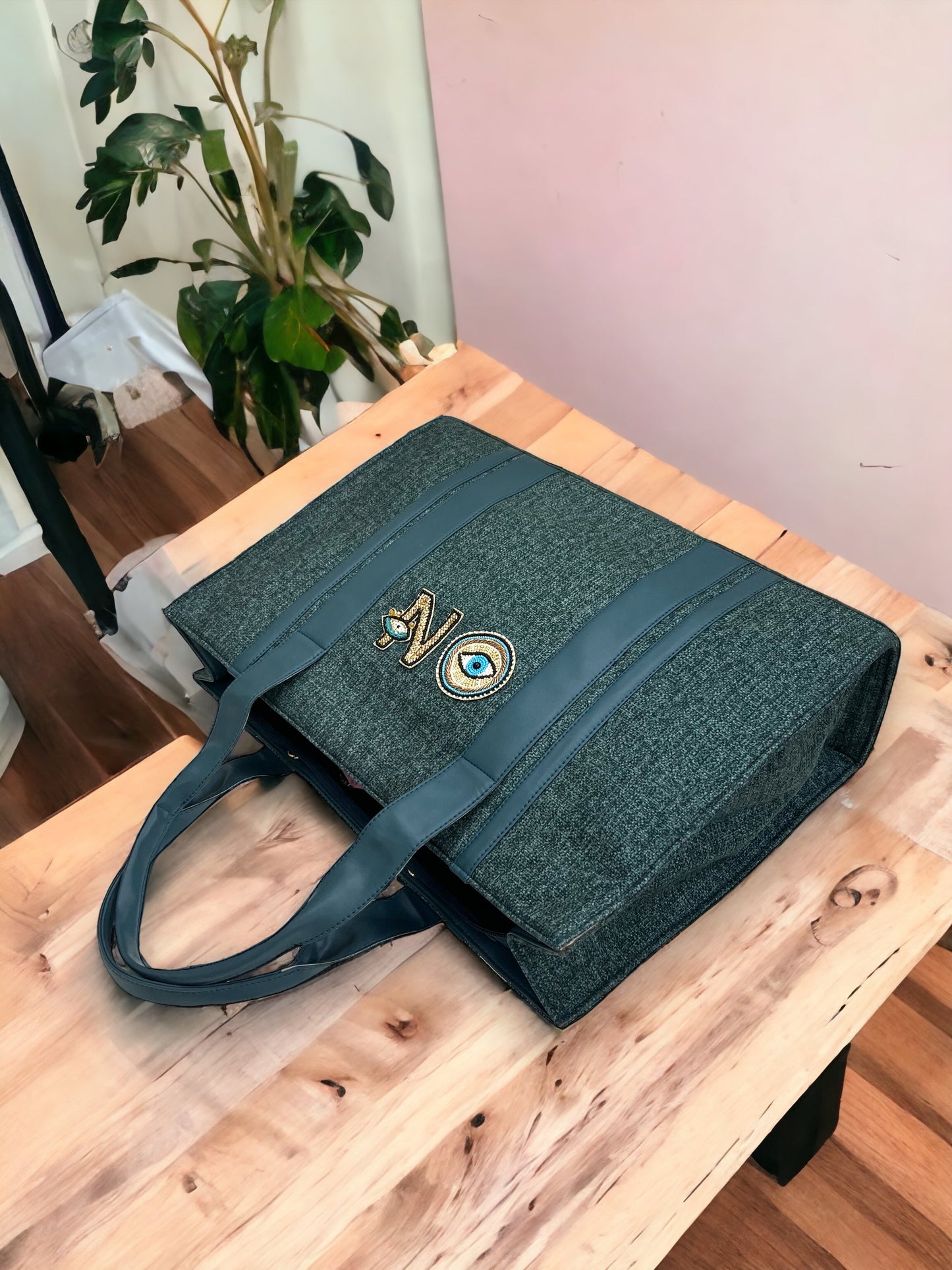 Peacock Canva Personalized Pearl Tote