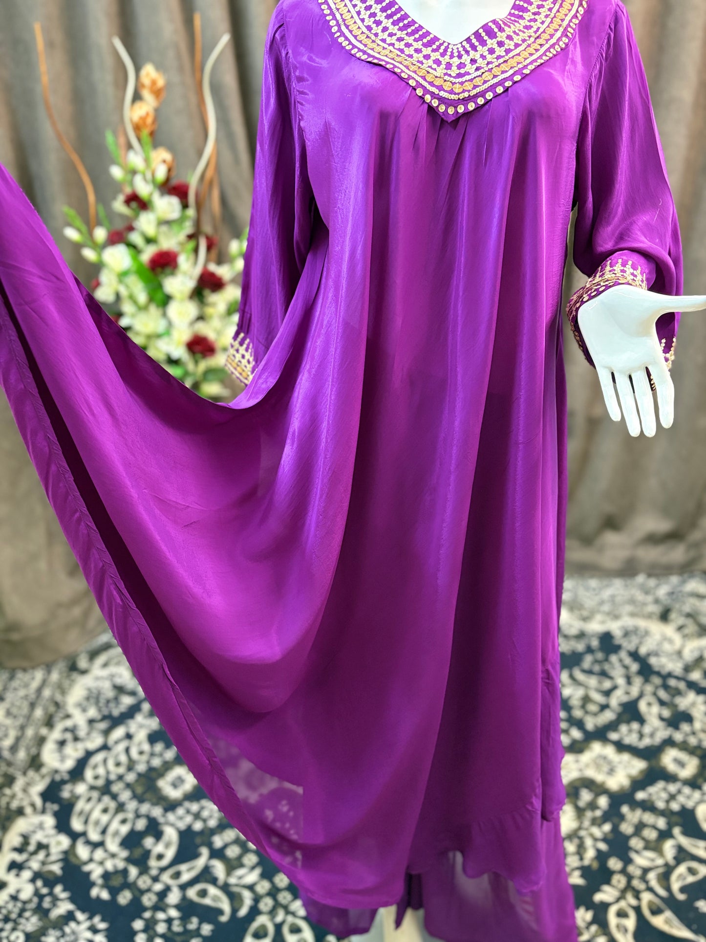 Purple Flair Gown Plazzo