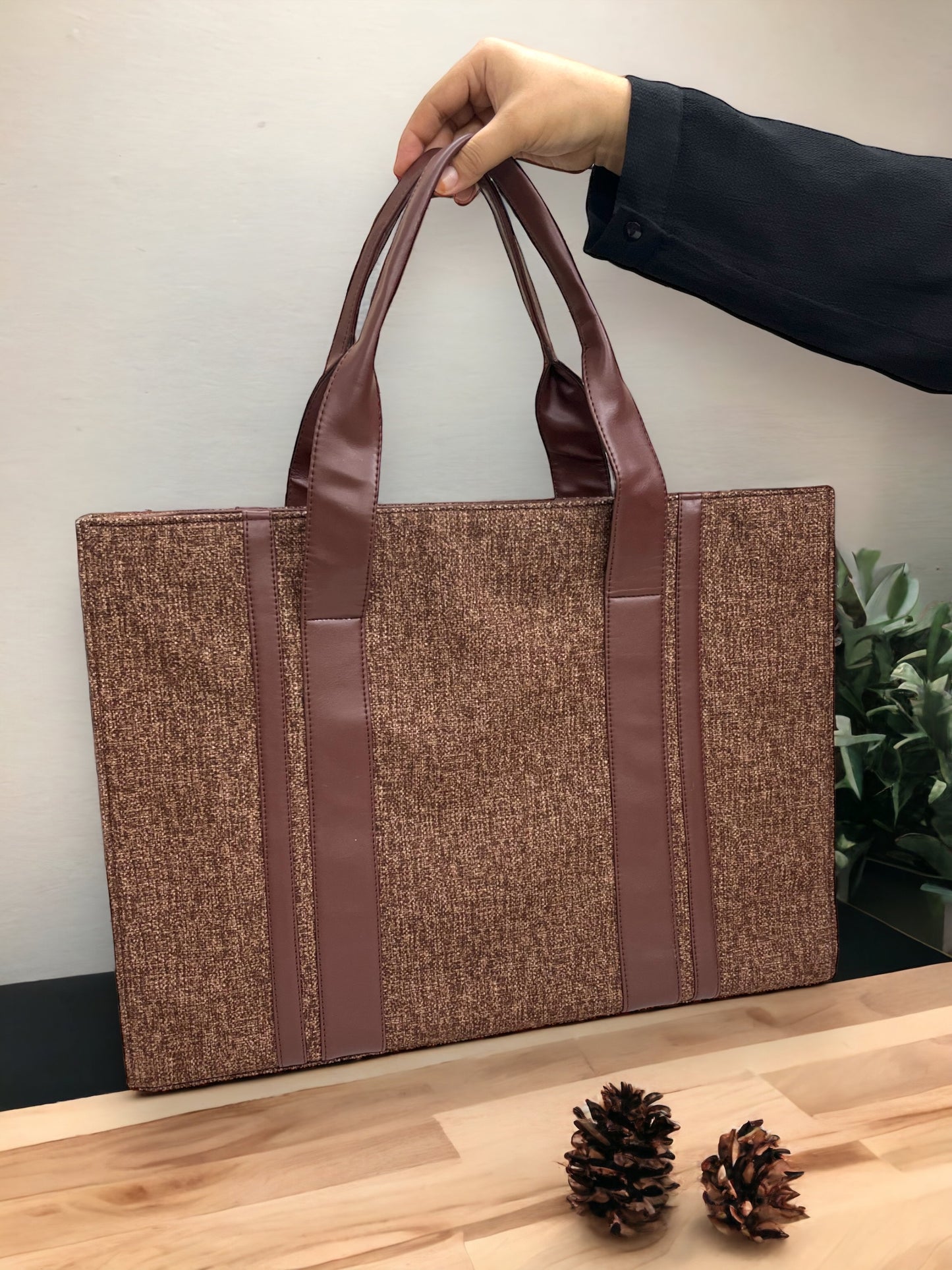 Brown Canva Personalized Pearl Tote