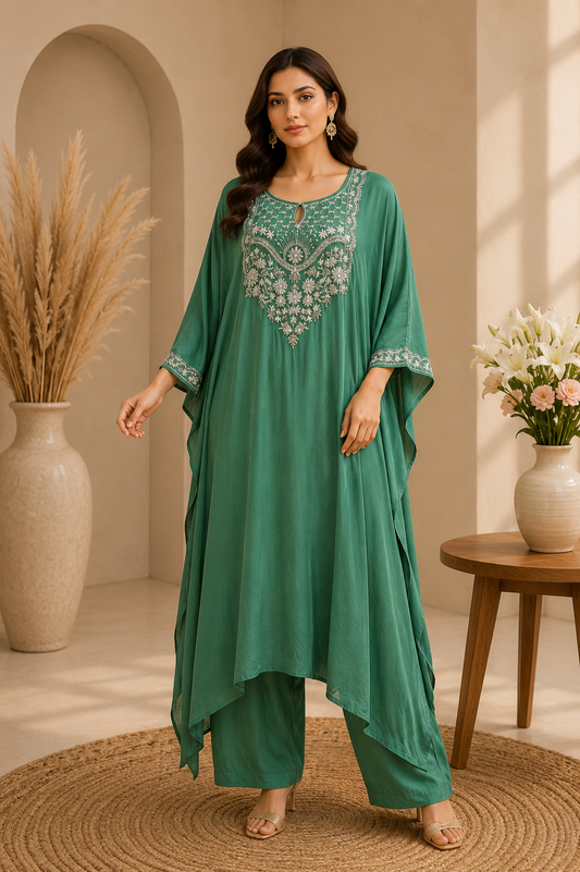 Crepe Green Kaftan