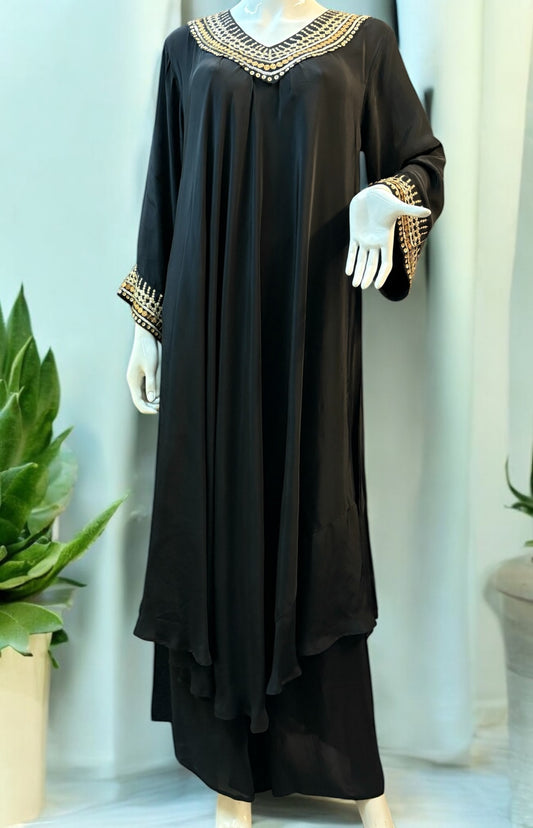 Black Flair Gown Plazzo