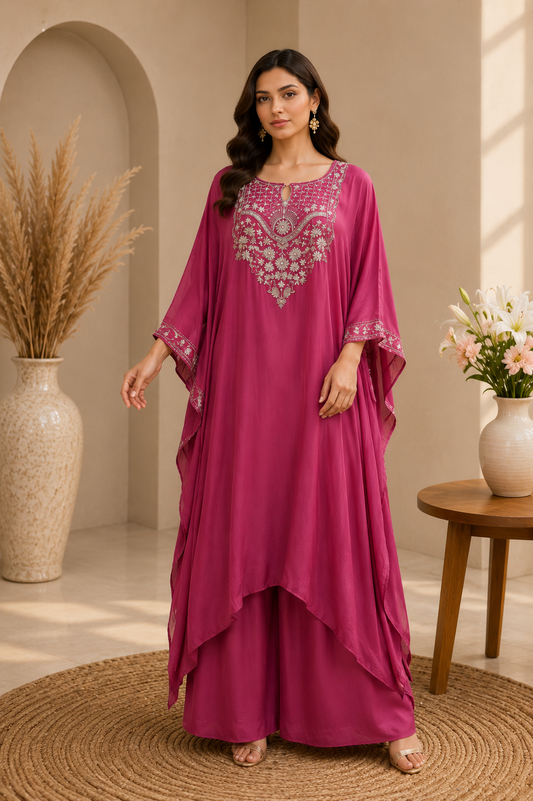 Crepe Pink Kaftan