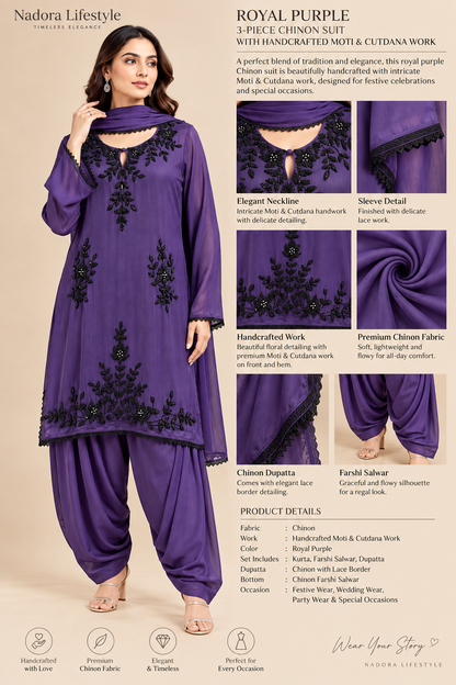 Code-182, Royal Purple Chinon Farshi Suit
