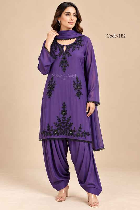 Code-182, Royal Purple Chinon Farshi Suit