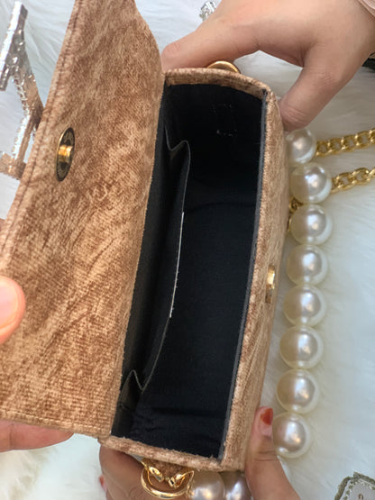 PERSONALIZED BROWN PEARL CROSSBODY