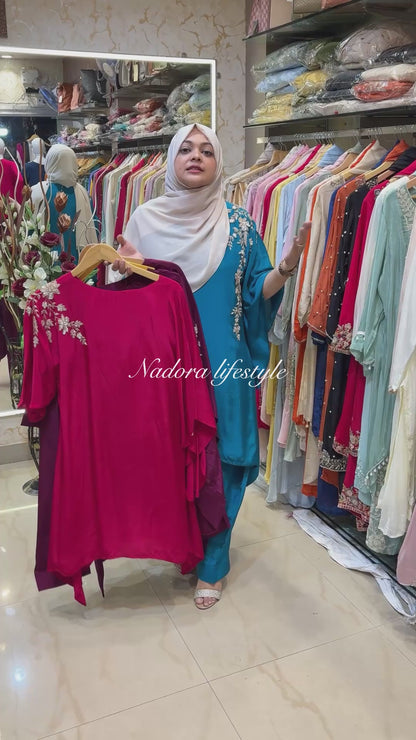 Code-151, Deep Wine Crepe Designer Farshi Cord